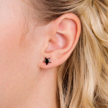 Load image into Gallery viewer, Black Star (5-8mm) Titanium Earrings: Plain Black / 8mm