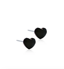 Load image into Gallery viewer, Blomdahl Heart 5mm Earrings – Gold, Silver, and Black | Safe, Stylish, Skin-Friendly