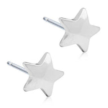 Load image into Gallery viewer, Silver Star (5-8mm) Titanium Earrings: Plain Silver / 8mm
