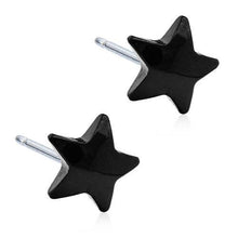 Load image into Gallery viewer, Black Star (5-8mm) Titanium Earrings: Plain Black / 8mm
