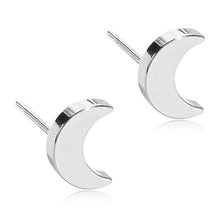 Load image into Gallery viewer, Moon 8mm Titanium Earrings: Silver / 8mm
