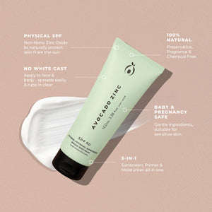 Avocado Zinc SPF 50 - Natural Physical Sunscreen