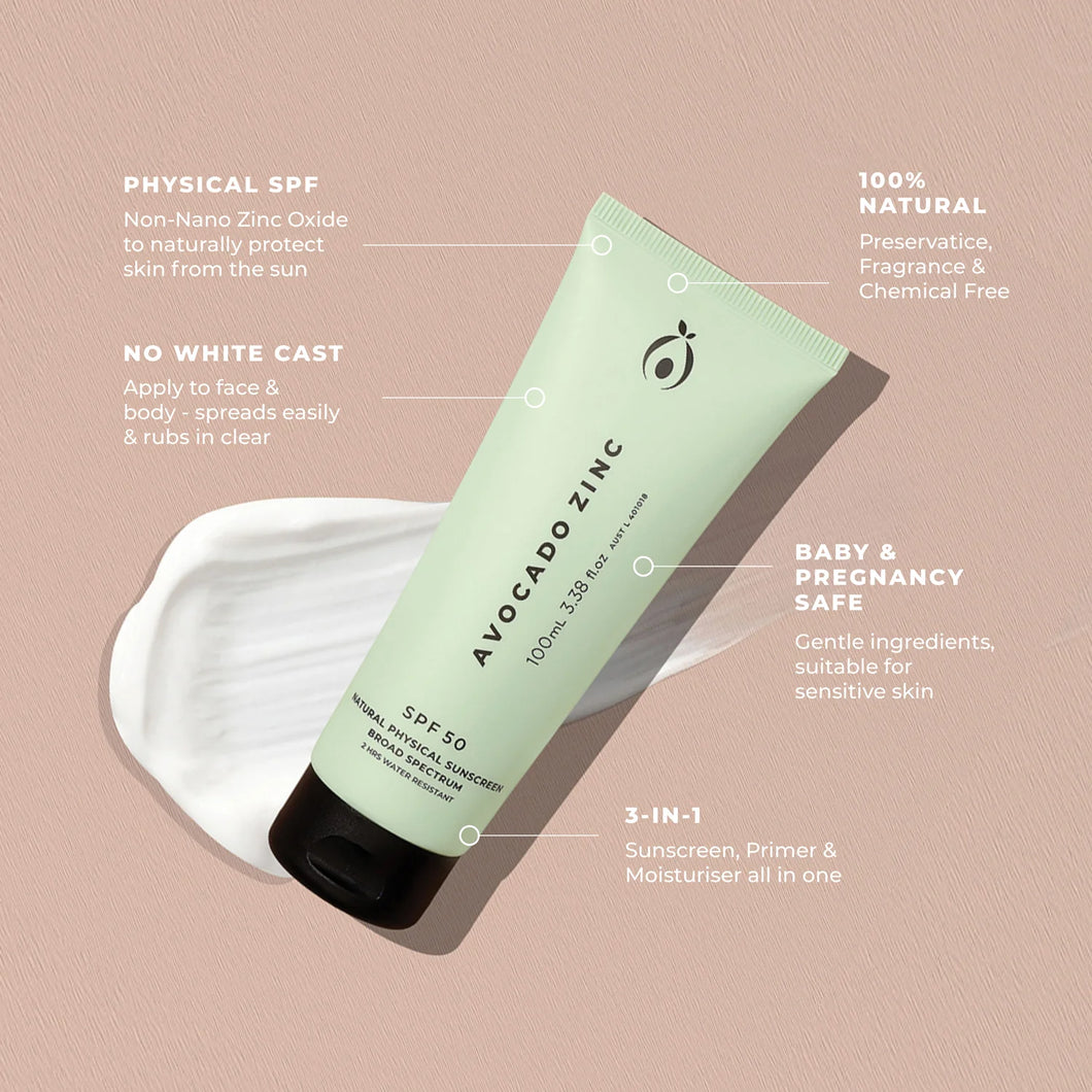 Avocado Zinc SPF 50 - Natural Physical Sunscreen