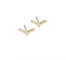 Load image into Gallery viewer, Brilliance Wing 8mm Earrings – Gold &amp; Silver Titanium | Blomdahl
